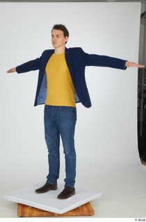  Brett blue formal jacket blue jeans brown ankle shoes casual dressed t pose t-pose whole body yellow t shirt 0002.jpg